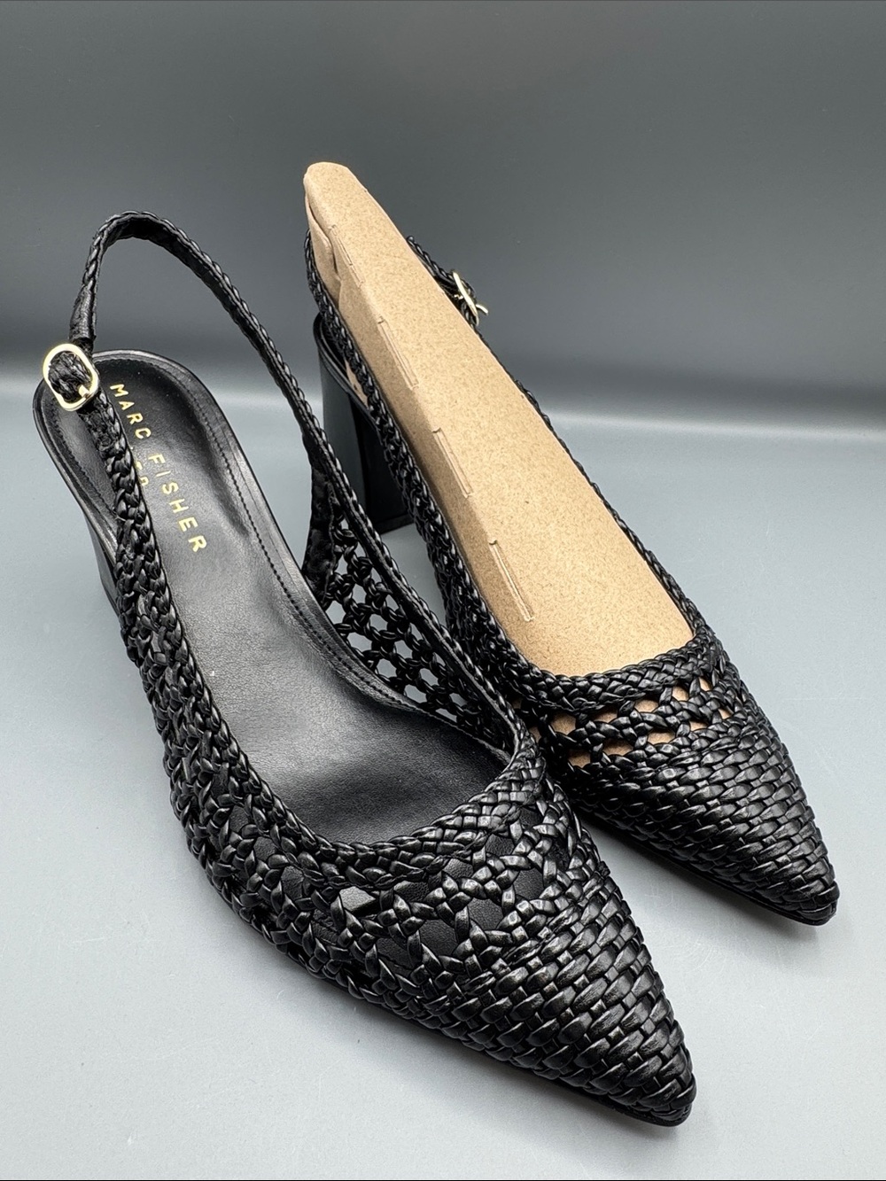 Marc Fisher LTD Women's Zaiden Woven Block Heel Slingback Pumps